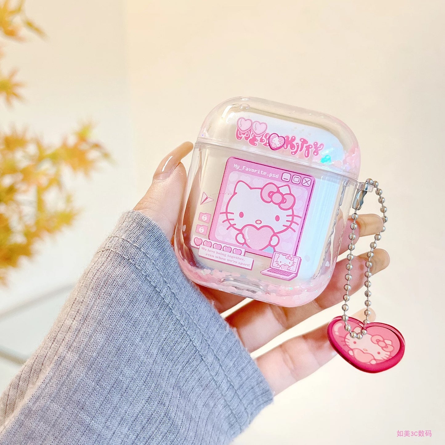 Kitty Pink Glitter AirPods Case