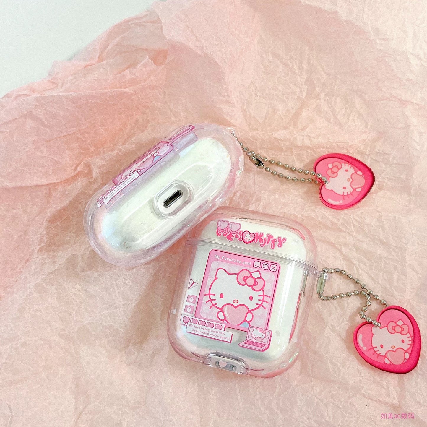 Kitty Pink Glitter AirPods Case