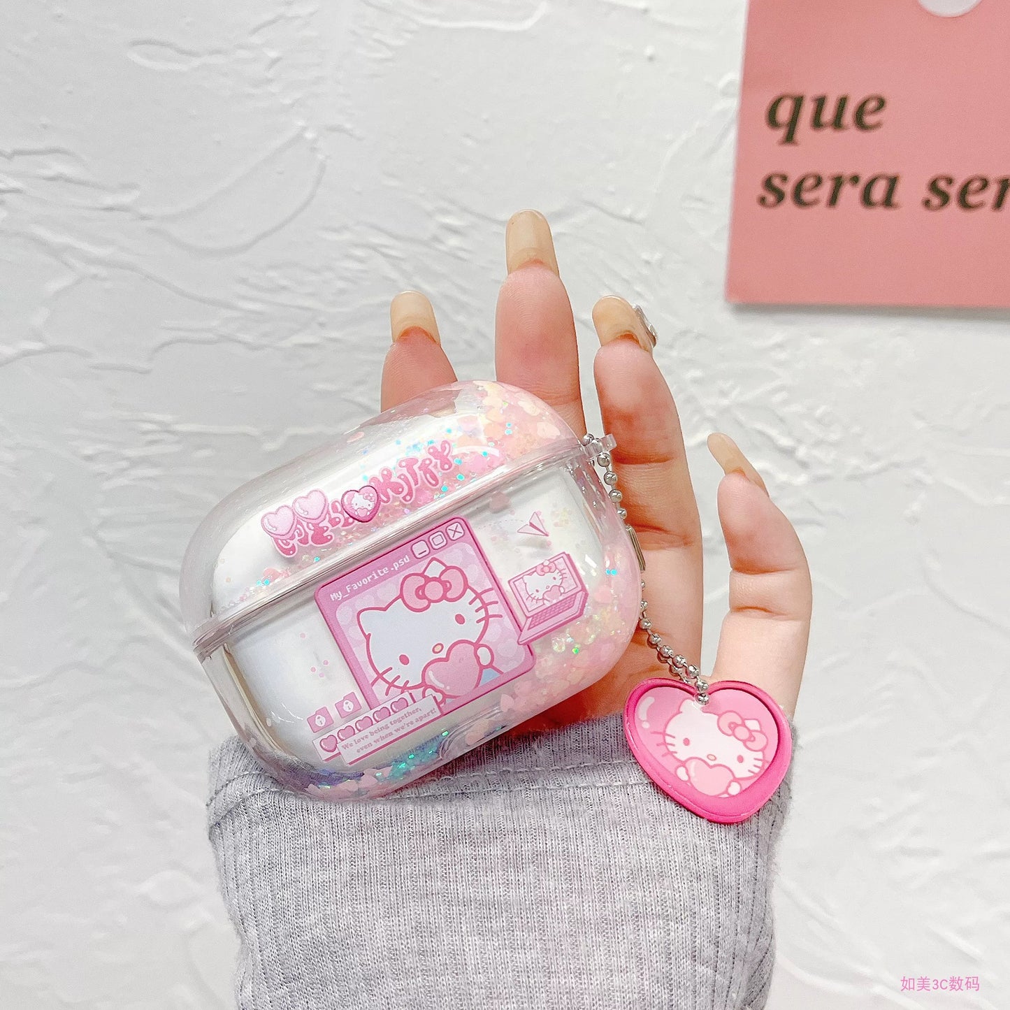 Kitty Pink Glitter AirPods Case